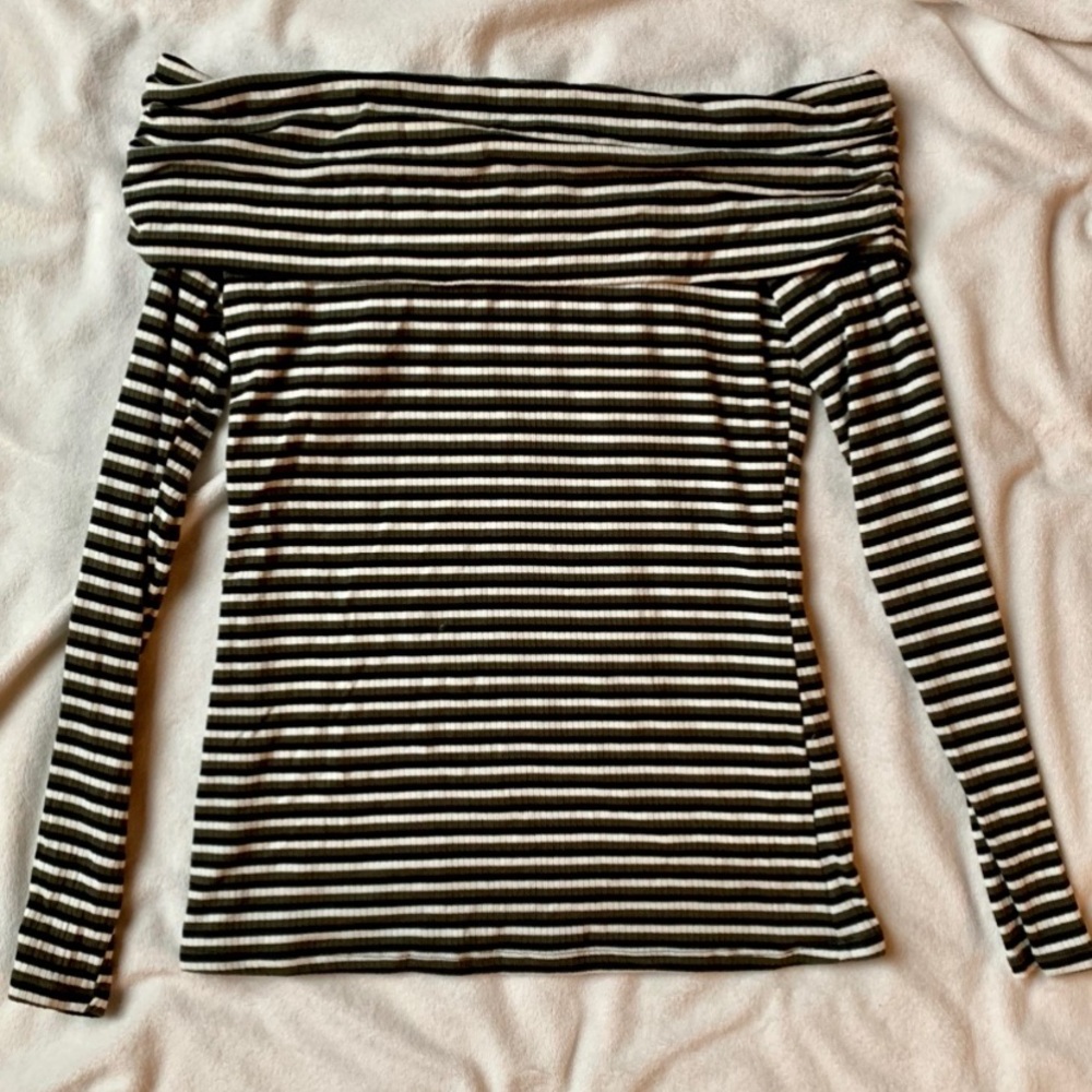 Fashion Nova Annalien Off Shoulder Striped Top - Picture 2 of 4